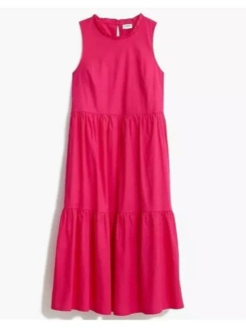 J.Crew Pink Cotton Tiered Midi Dress Sz 2 Sleeveless